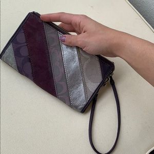 Genuine Coach purple wristlet wallet